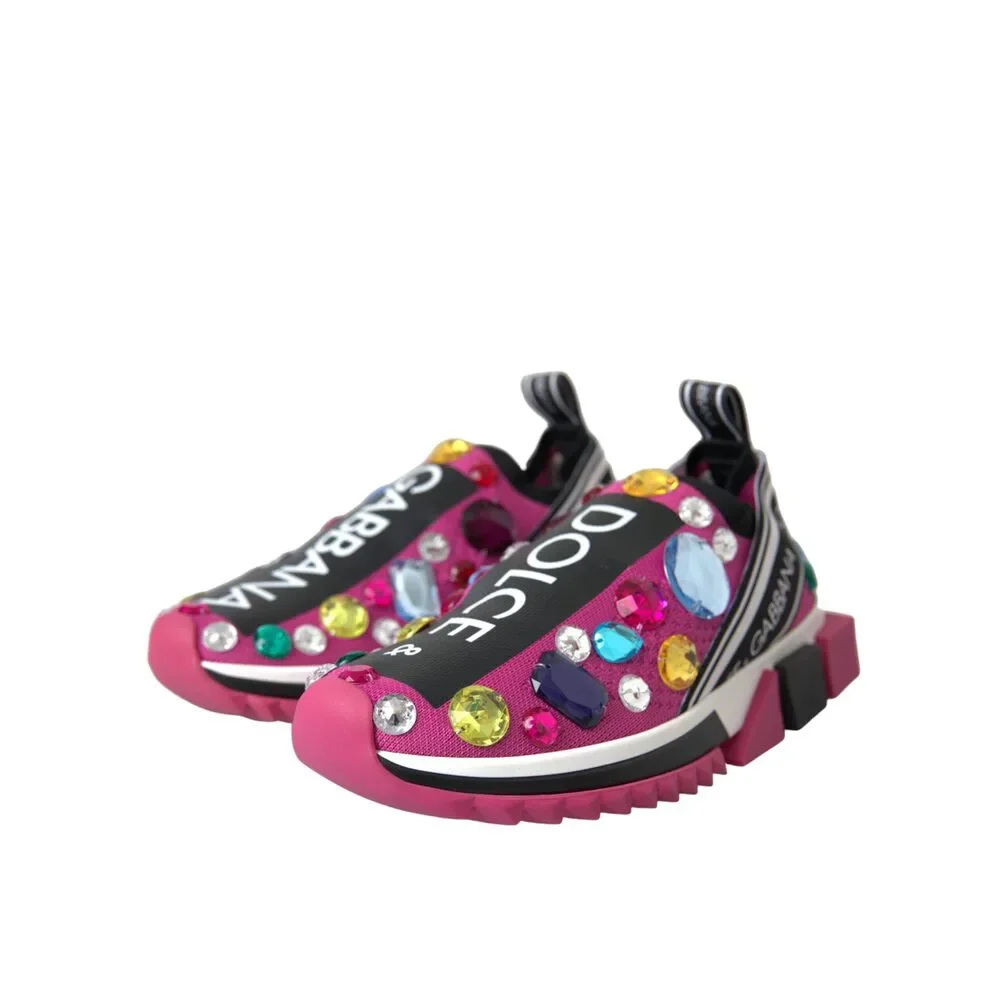 Dolce & Gabbana Pink Sorrento Crystals Sneakers Shoes - Picture 3 of 9